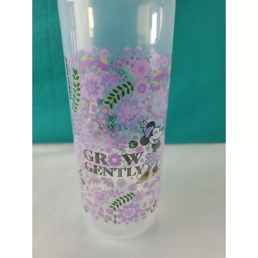 Tupperware Eco Water Bottle Disney Minnie Mouse 750ml Purple Flowers Grow Gently - Picture 2 of 2